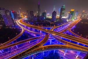 Shanghai-neon-night-highway-illuminated-skyscrapers-China